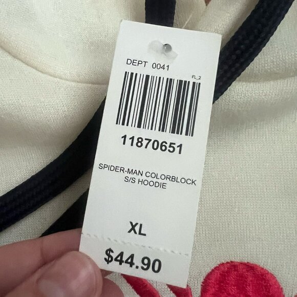 NWT Marvel Spiderman Colorblock Women's Short Sleeve Hoodie Boxlunch Size XL - Picture 6 of 6